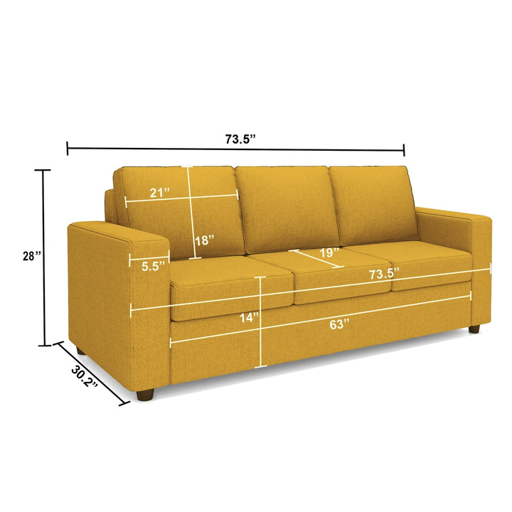Bharat Lifestyle Cairo Fabric 3 Seater Sofa (Finish Color - Yellow, DIY(Do - It - Yourself) - BHARAT LIFESPACE PRIVATE LIMITED
