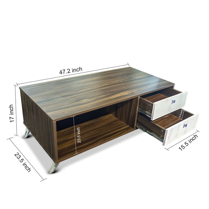 Bharat Lifestyle Chestnut Engineered Wood Coffee Table (Brown & White) | Stylish Modern Center Table for Living Room & Bedroom | Knock Down Delivery | DIY Assembly | 1 Year Warranty - BHARAT LIFESPACE PRIVATE LIMITED