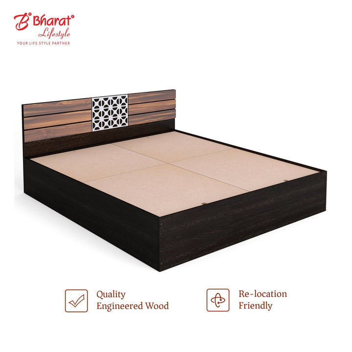 Bharat Lifestyle Chico Engineered Wood Queen Bed (Finish Color - Wenge, Delivery Condition - Knock Down) - BHARAT LIFESPACE PRIVATE LIMITED