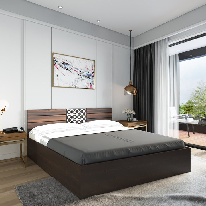 Bharat Lifestyle Chico Engineered Wood Queen Bed (Finish Color - Wenge, Delivery Condition - Knock Down) - BHARAT LIFESPACE PRIVATE LIMITED