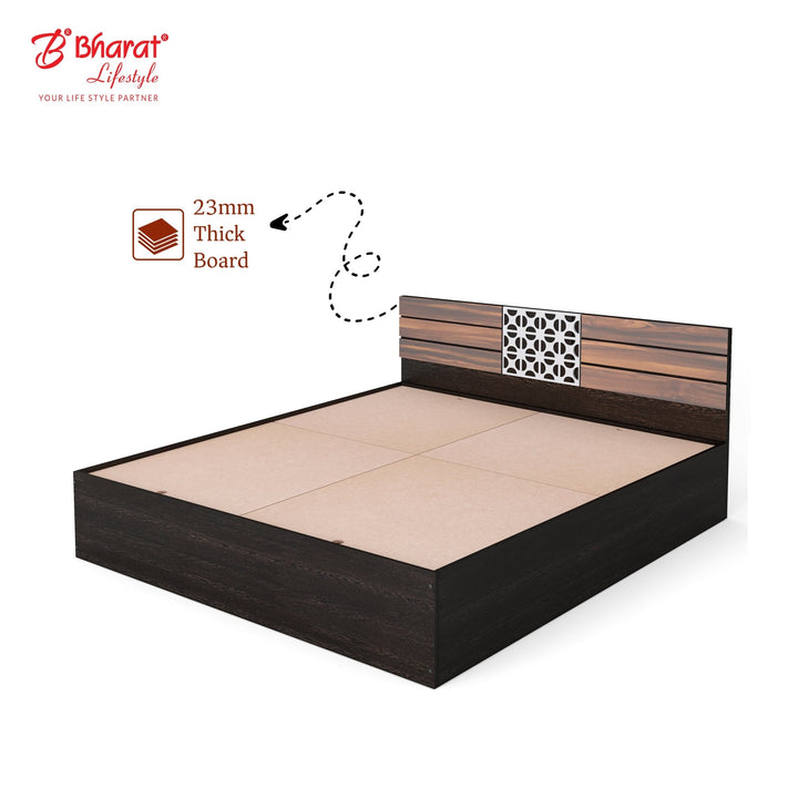 Bharat Lifestyle Chico Engineered Wood Queen Bed (Finish Color - Wenge, Delivery Condition - Knock Down) - BHARAT LIFESPACE PRIVATE LIMITED