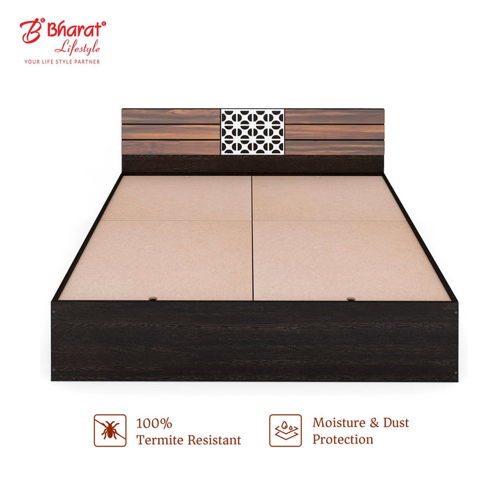 Bharat Lifestyle Chico Engineered Wood Queen Bed (Finish Color - Wenge, Delivery Condition - Knock Down) - BHARAT LIFESPACE PRIVATE LIMITED