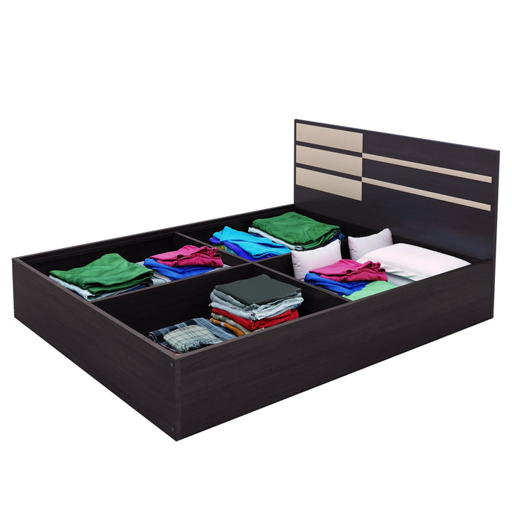 Bharat Lifestyle Clinton Engineered Wood Queen Box Bed with Storage Bed for Bedroom, Living Room, Color – Wenge, Delivery Condition - Knock Down, 1 Year - BHARAT LIFESPACE PRIVATE LIMITED
