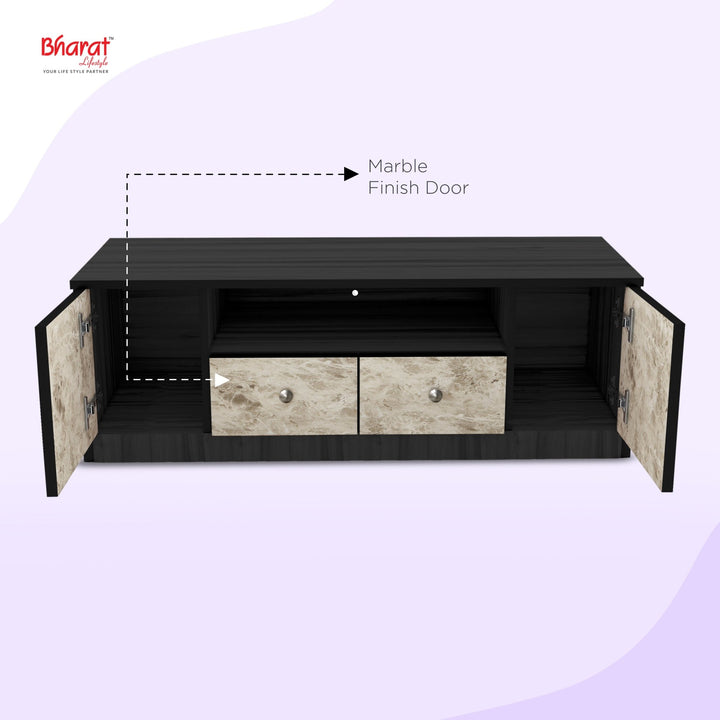 Bharat Lifestyle Copal Engineered Wood TV Entertainment Unit (Finish Color - White and Wenge, Knock Down) - BHARAT LIFESPACE PRIVATE LIMITED