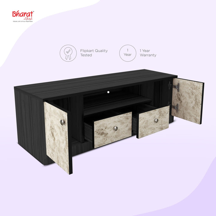 Bharat Lifestyle Copal Engineered Wood TV Entertainment Unit (Finish Color - White and Wenge, Knock Down) - BHARAT LIFESPACE PRIVATE LIMITED