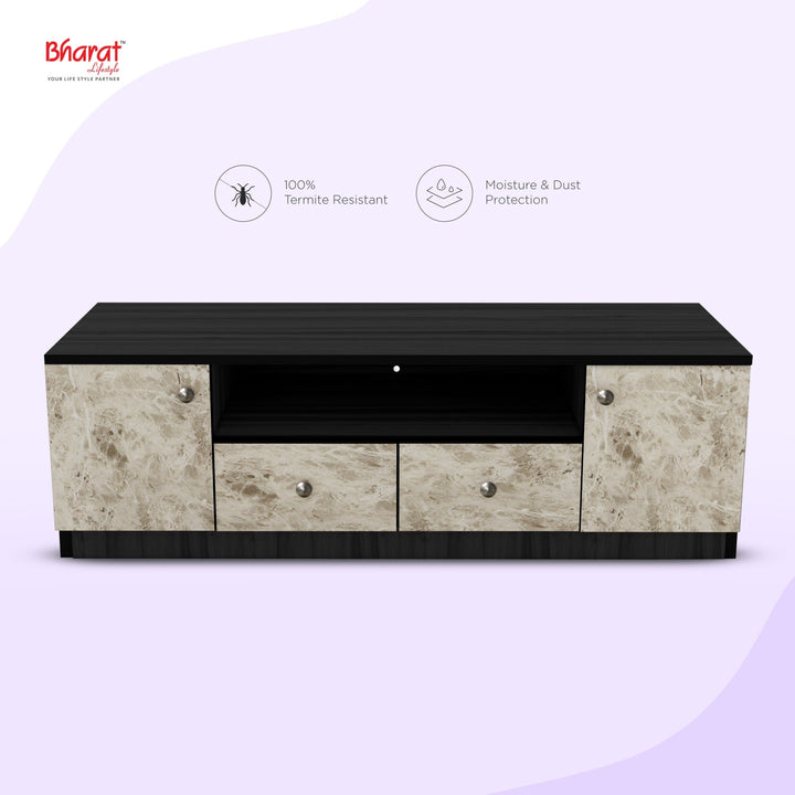 Bharat Lifestyle Copal Engineered Wood TV Entertainment Unit (Finish Color - White and Wenge, Knock Down) - BHARAT LIFESPACE PRIVATE LIMITED