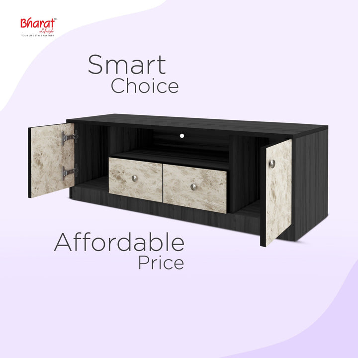 Bharat Lifestyle Copal Engineered Wood TV Entertainment Unit (Finish Color - White and Wenge, Knock Down) - BHARAT LIFESPACE PRIVATE LIMITED