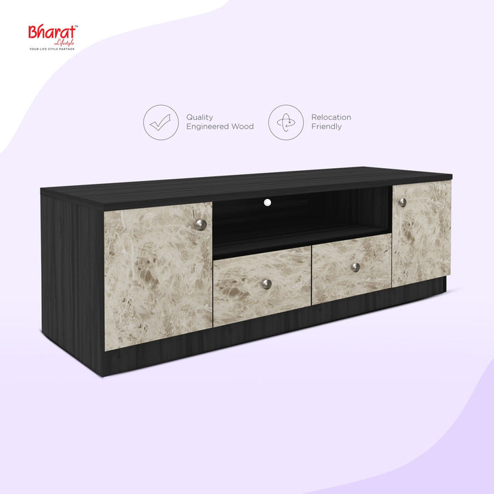 Bharat Lifestyle Copal Engineered Wood TV Entertainment Unit (Finish Color - White and Wenge, Knock Down) - BHARAT LIFESPACE PRIVATE LIMITED
