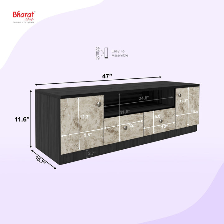 Bharat Lifestyle Copal Engineered Wood TV Entertainment Unit (Finish Color - White and Wenge, Knock Down) - BHARAT LIFESPACE PRIVATE LIMITED