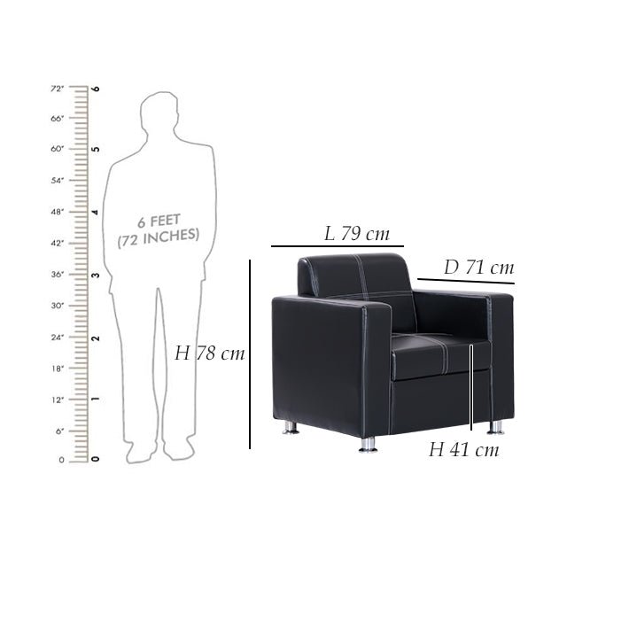 Bharat Lifestyle Cosmo Leatherette 1 Seater Sofa (Finish Color - Black, DIY(Do - It - Yourself) - BHARAT LIFESPACE PRIVATE LIMITED