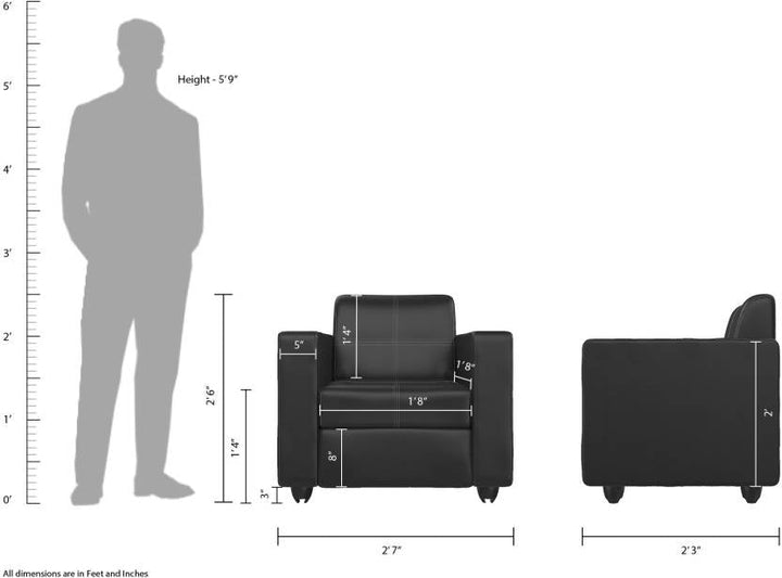 Bharat Lifestyle Cosmo Leatherette 3 + 1 + 1 Sofa Set (Black, DIY(Do - It - Yourself) - BHARAT LIFESPACE PRIVATE LIMITED