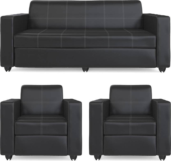 Bharat Lifestyle Cosmo Leatherette 3 + 1 + 1 Sofa Set (Black, DIY(Do - It - Yourself) - BHARAT LIFESPACE PRIVATE LIMITED