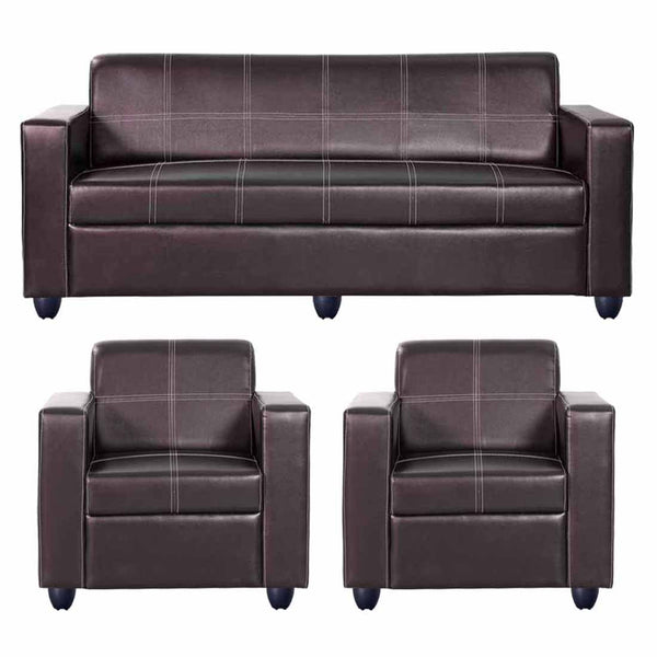 Bharat Lifestyle Cosmo Leatherette 3 + 1 + 1 Sofa Set (Brown, DIY(Do - It - Yourself) - BHARAT LIFESPACE PRIVATE LIMITED