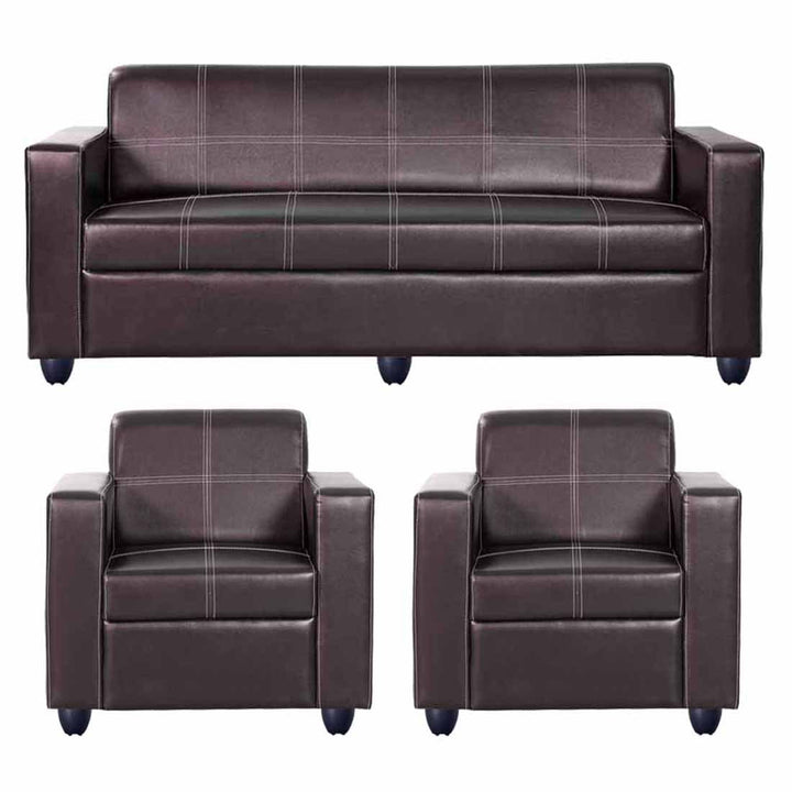 Bharat Lifestyle Cosmo Leatherette 3 + 1 + 1 Sofa Set (Brown, DIY(Do - It - Yourself) - BHARAT LIFESPACE PRIVATE LIMITED