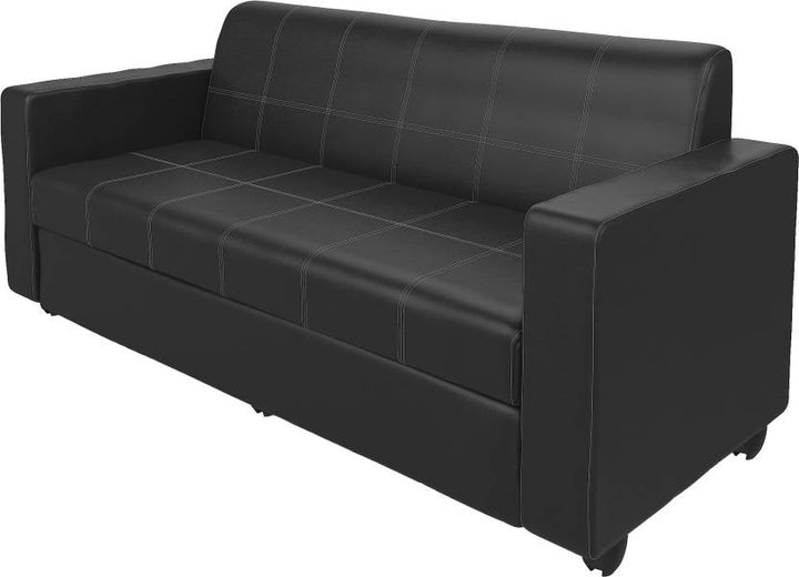 Bharat Lifestyle Cosmo Leatherette 3 Seater Sofa (Finish Color - Black, DIY(Do - It - Yourself) - BHARAT LIFESPACE PRIVATE LIMITED
