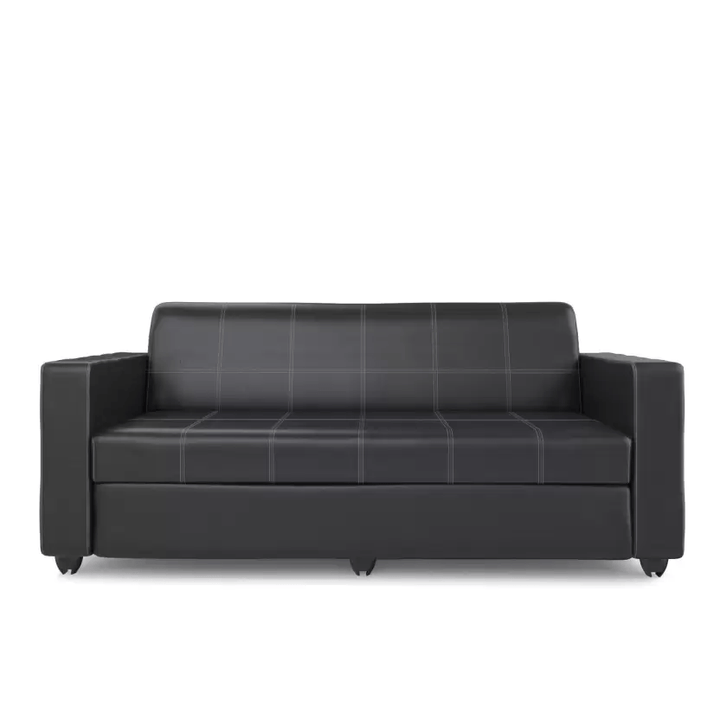 Bharat Lifestyle Cosmo Leatherette 3 Seater Sofa (Finish Color - Black, DIY(Do - It - Yourself) - BHARAT LIFESPACE PRIVATE LIMITED