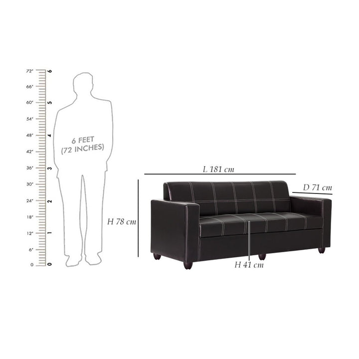 Bharat Lifestyle Cosmo Leatherette 3 Seater Sofa (Finish Color - Brown, DIY(Do - It - Yourself) - BHARAT LIFESPACE PRIVATE LIMITED