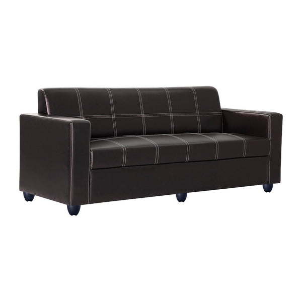 Bharat Lifestyle Cosmo Leatherette 3 Seater Sofa (Finish Color - Brown, DIY(Do - It - Yourself) - BHARAT LIFESPACE PRIVATE LIMITED