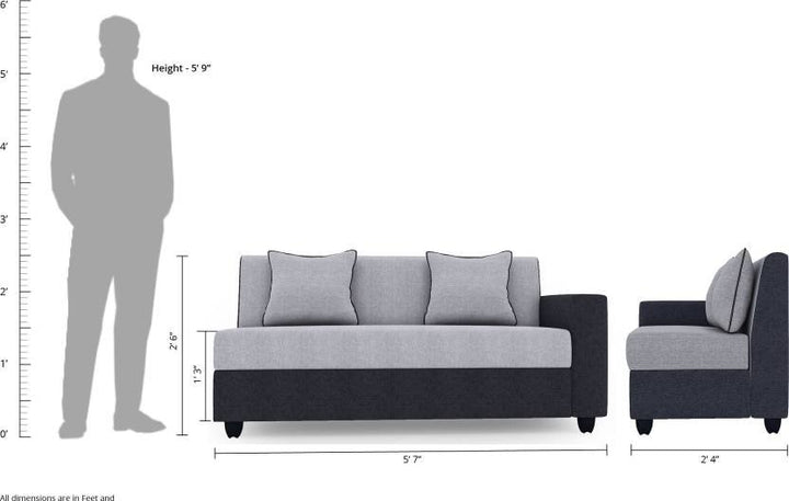 Bharat Lifestyle Cosmo Plus Fabric 6 Seater Sofa (Finish Color - Black Grey, DIY(Do - It - Yourself) - BHARAT LIFESPACE PRIVATE LIMITED