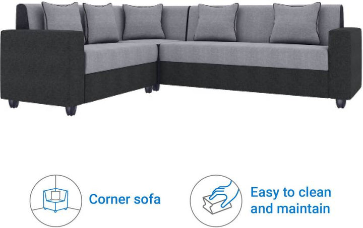 Bharat Lifestyle Cosmo Plus Fabric 6 Seater Sofa (Finish Color - Black Grey, DIY(Do - It - Yourself) - BHARAT LIFESPACE PRIVATE LIMITED