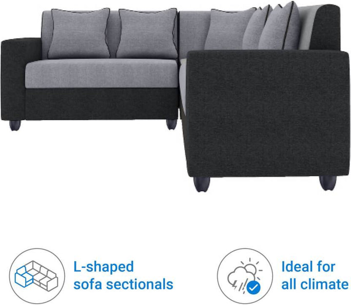 Bharat Lifestyle Cosmo Plus Fabric 6 Seater Sofa (Finish Color - Black Grey, DIY(Do - It - Yourself) - BHARAT LIFESPACE PRIVATE LIMITED