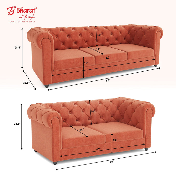 Bharat Lifestyle Crown premium soft touch Fabric 3 + 2 Sofa Set (Brown, DIY(Do - It - Yourself)) - BHARAT LIFESPACE PRIVATE LIMITED