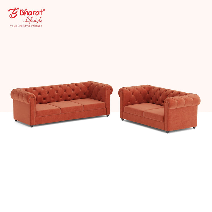 Bharat Lifestyle Crown premium soft touch Fabric 3 + 2 Sofa Set (Brown, DIY(Do - It - Yourself)) - BHARAT LIFESPACE PRIVATE LIMITED