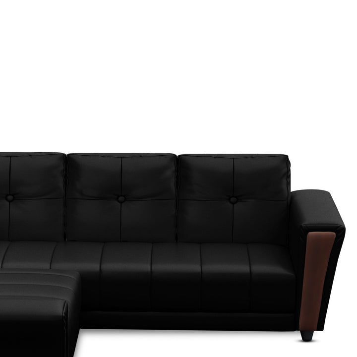 Bharat Lifestyle Cuba Leatherette 6 Seater Sofa (Finish Color - Black, DIY(Do - It - Yourself) - BHARAT LIFESPACE PRIVATE LIMITED