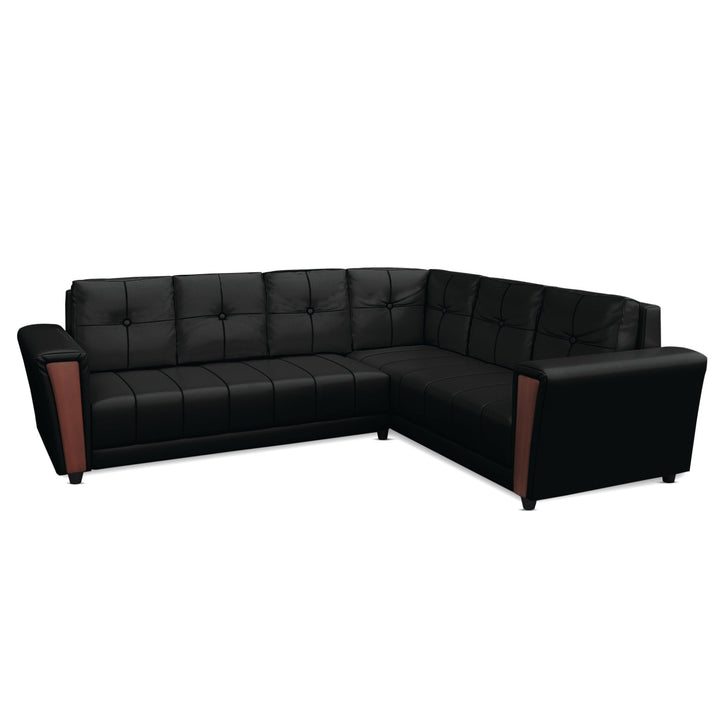 Bharat Lifestyle Cuba Leatherette 6 Seater Sofa (Finish Color - Black, DIY(Do - It - Yourself) - BHARAT LIFESPACE PRIVATE LIMITED