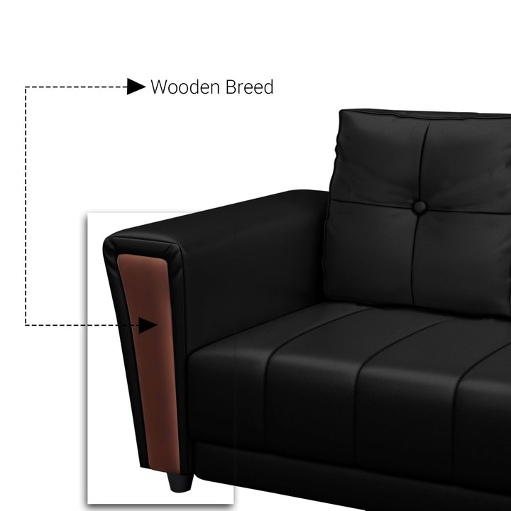 Bharat Lifestyle Cuba Leatherette 6 Seater Sofa (Finish Color - Black, DIY(Do - It - Yourself) - BHARAT LIFESPACE PRIVATE LIMITED
