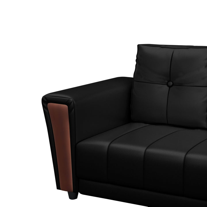 Bharat Lifestyle Cuba Leatherette 6 Seater Sofa (Finish Color - Black, DIY(Do - It - Yourself) - BHARAT LIFESPACE PRIVATE LIMITED