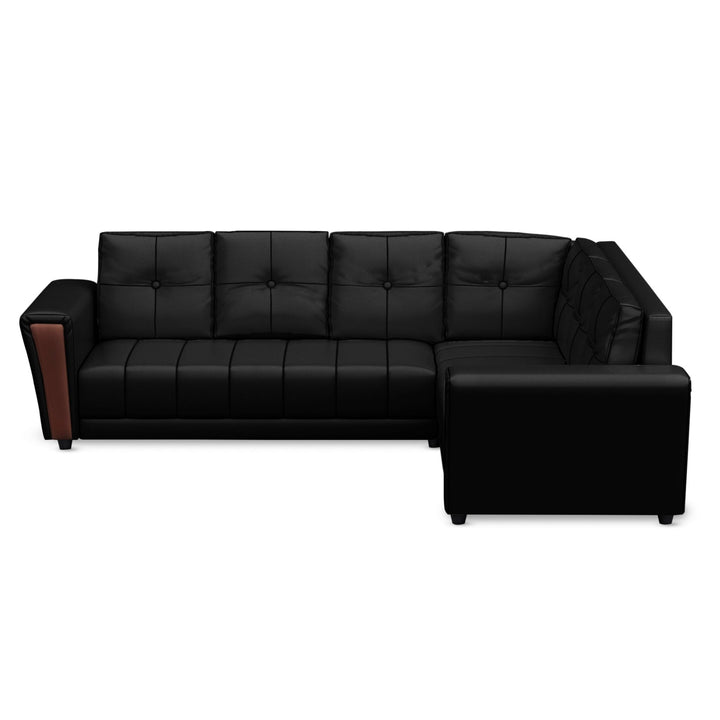 Bharat Lifestyle Cuba Leatherette 6 Seater Sofa (Finish Color - Black, DIY(Do - It - Yourself) - BHARAT LIFESPACE PRIVATE LIMITED