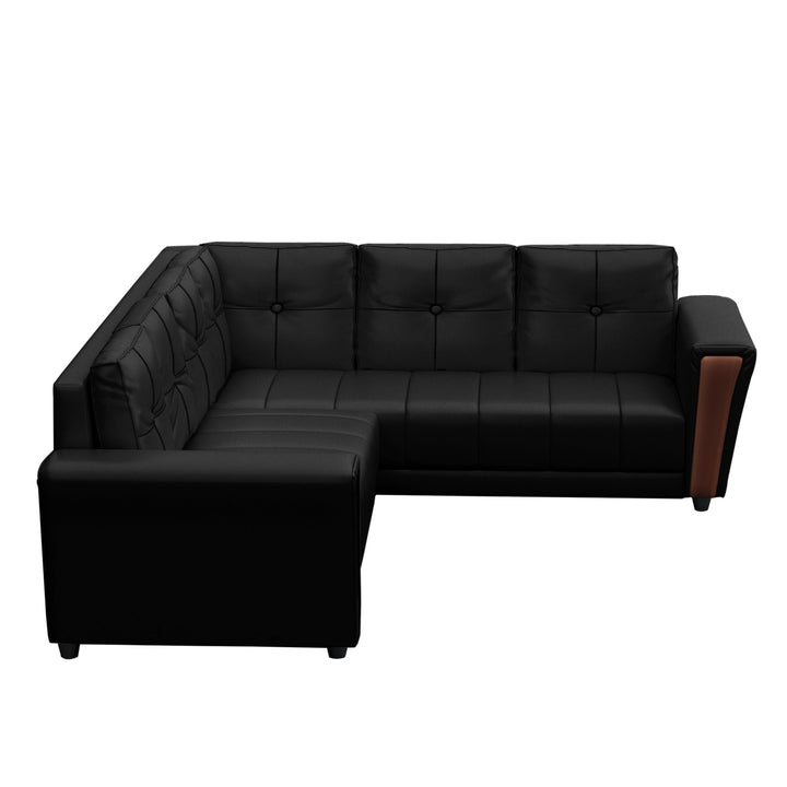 Bharat Lifestyle Cuba Leatherette 6 Seater Sofa (Finish Color - Black, DIY(Do - It - Yourself) - BHARAT LIFESPACE PRIVATE LIMITED