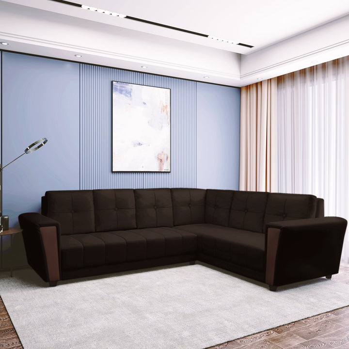 Bharat Lifestyle Cuba Leatherette 6 Seater Sofa (Finish Color - Brown, DIY(Do - It - Yourself) - BHARAT LIFESPACE PRIVATE LIMITED