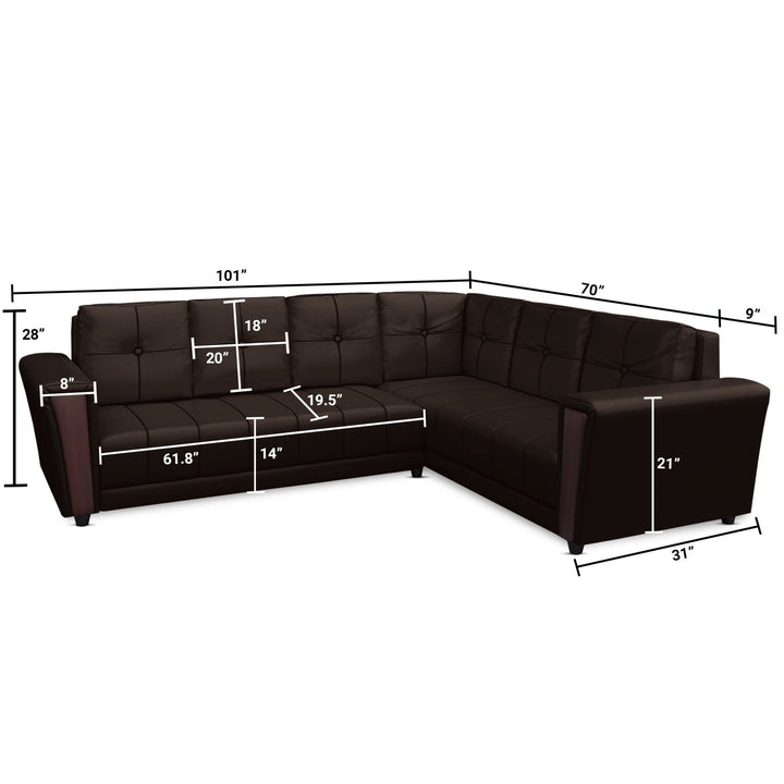 Bharat Lifestyle Cuba Leatherette 6 Seater Sofa (Finish Color - Brown, DIY(Do - It - Yourself) - BHARAT LIFESPACE PRIVATE LIMITED