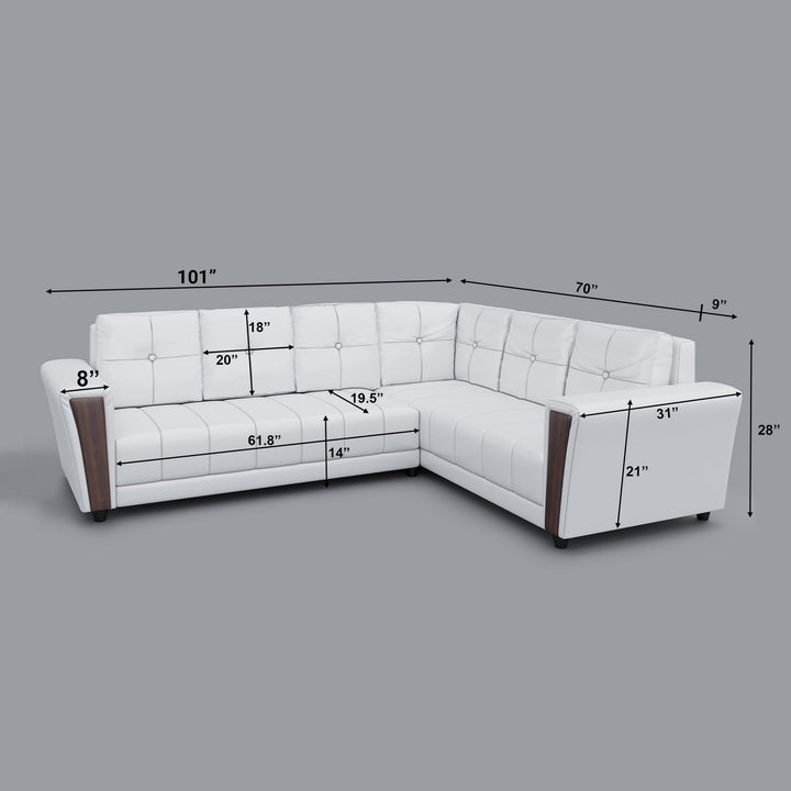 Bharat Lifestyle Cuba Leatherette 6 Seater Sofa (Finish Color - White, DIY(Do - It - Yourself) - BHARAT LIFESPACE PRIVATE LIMITED