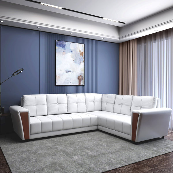 Bharat Lifestyle Cuba Leatherette 6 Seater Sofa (Finish Color - White, DIY(Do - It - Yourself) - BHARAT LIFESPACE PRIVATE LIMITED