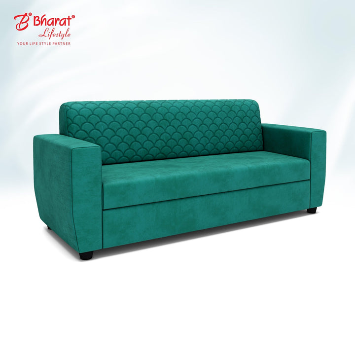 Bharat Lifestyle Deno 3 Seater Fabric Sofa | Peacock Green Color | Stylish & Comfortable Sofa for Living Room, Bedroom | Modern Design | DIY Assembly | 1 Year Warranty - BHARAT LIFESPACE PRIVATE LIMITED