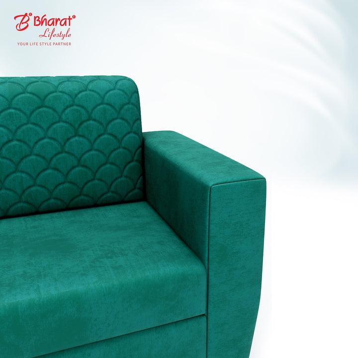 Bharat Lifestyle Deno 3 Seater Fabric Sofa | Peacock Green Color | Stylish & Comfortable Sofa for Living Room, Bedroom | Modern Design | DIY Assembly | 1 Year Warranty - BHARAT LIFESPACE PRIVATE LIMITED