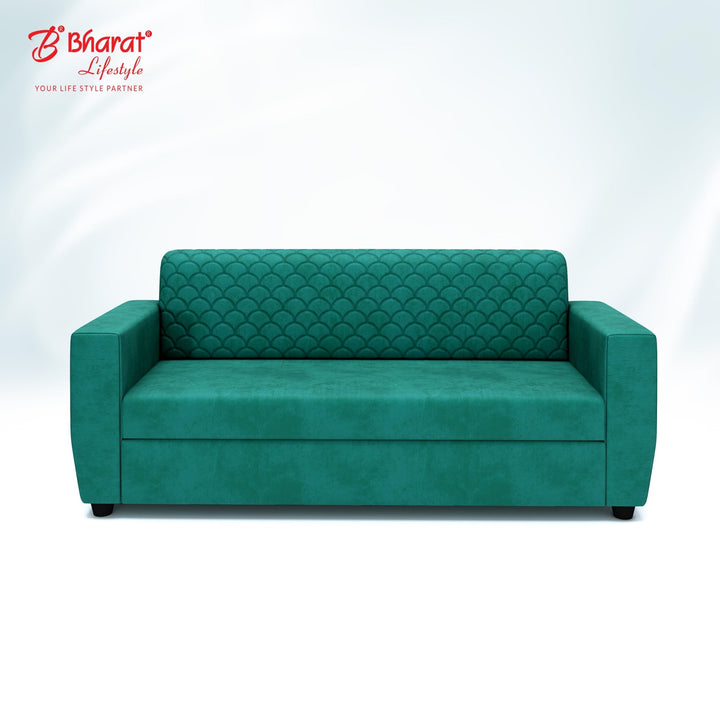 Bharat Lifestyle Deno 3 Seater Fabric Sofa | Peacock Green Color | Stylish & Comfortable Sofa for Living Room, Bedroom | Modern Design | DIY Assembly | 1 Year Warranty - BHARAT LIFESPACE PRIVATE LIMITED