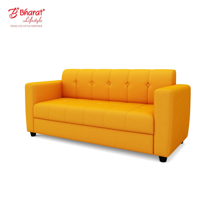 Bharat Lifestyle Deno 3 Seater Fabric Sofa | Yellow Color | Luxurious & Comfortable Sofa for Living Room, Bedroom | Modern Design | DIY Assembly | 1 Year Warranty - BHARAT LIFESPACE PRIVATE LIMITED