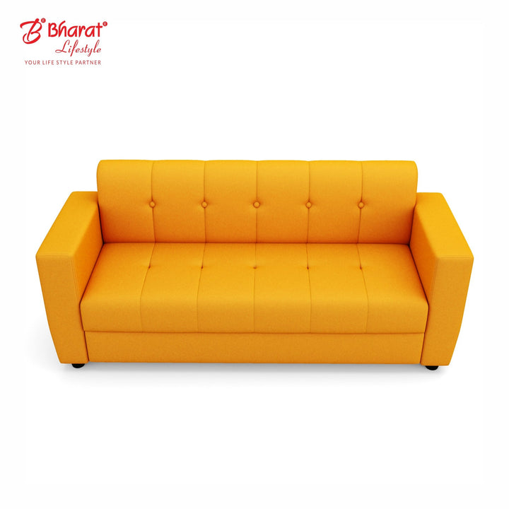Bharat Lifestyle Deno 3 Seater Fabric Sofa | Yellow Color | Luxurious & Comfortable Sofa for Living Room, Bedroom | Modern Design | DIY Assembly | 1 Year Warranty - BHARAT LIFESPACE PRIVATE LIMITED