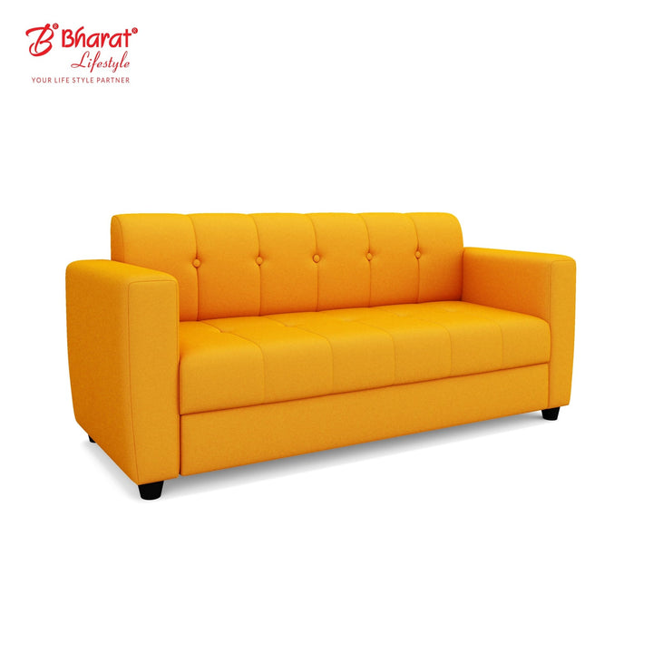 Bharat Lifestyle Deno 3 Seater Fabric Sofa | Yellow Color | Luxurious & Comfortable Sofa for Living Room, Bedroom | Modern Design | DIY Assembly | 1 Year Warranty - BHARAT LIFESPACE PRIVATE LIMITED
