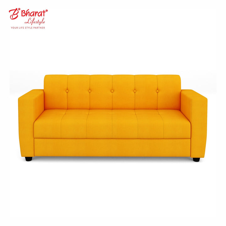 Bharat Lifestyle Deno 3 Seater Fabric Sofa | Yellow Color | Luxurious & Comfortable Sofa for Living Room, Bedroom | Modern Design | DIY Assembly | 1 Year Warranty - BHARAT LIFESPACE PRIVATE LIMITED