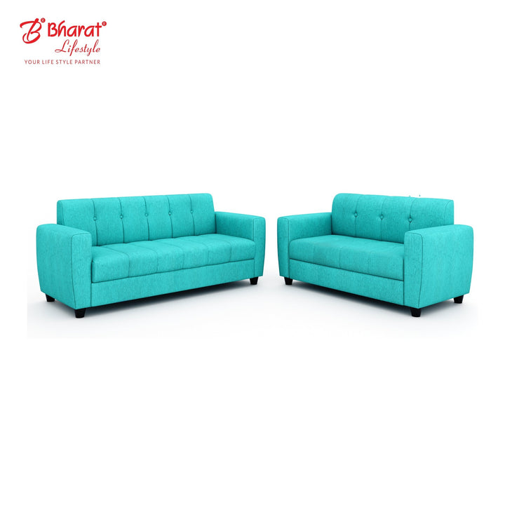 Bharat Lifestyle Deno Fabric Sofa Set | 3+2 Seater | Aqua Blue Color | Comfortable & Stylish Sofa Set for Living Room, Bedroom | Soft Fabric Upholstery | DIY Assembly | 1 Year Warranty - BHARAT LIFESPACE PRIVATE LIMITED