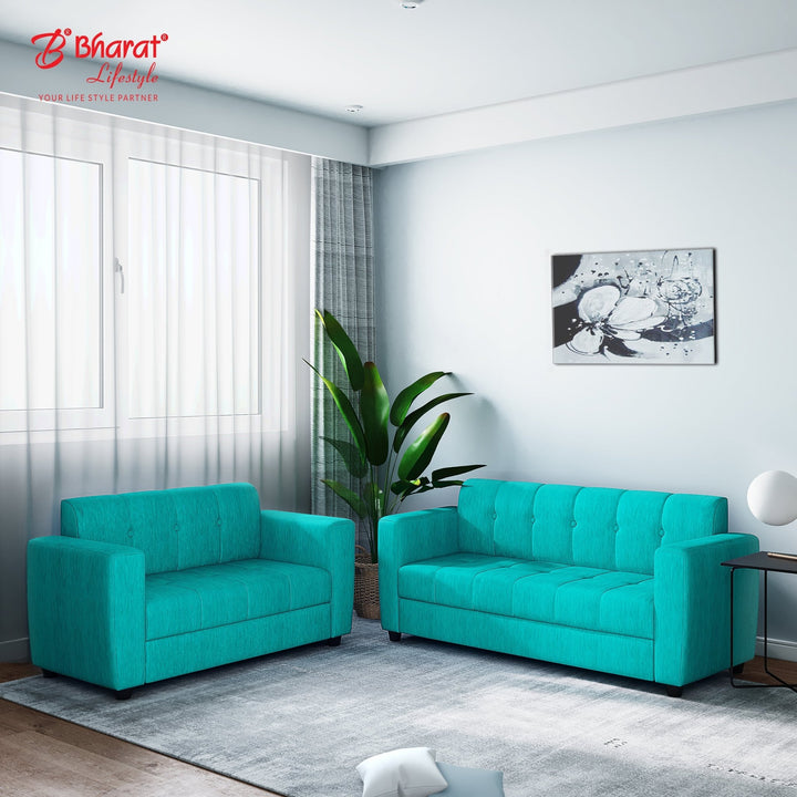 Bharat Lifestyle Deno Fabric Sofa Set 3+2 Seater Aqua Blue Color