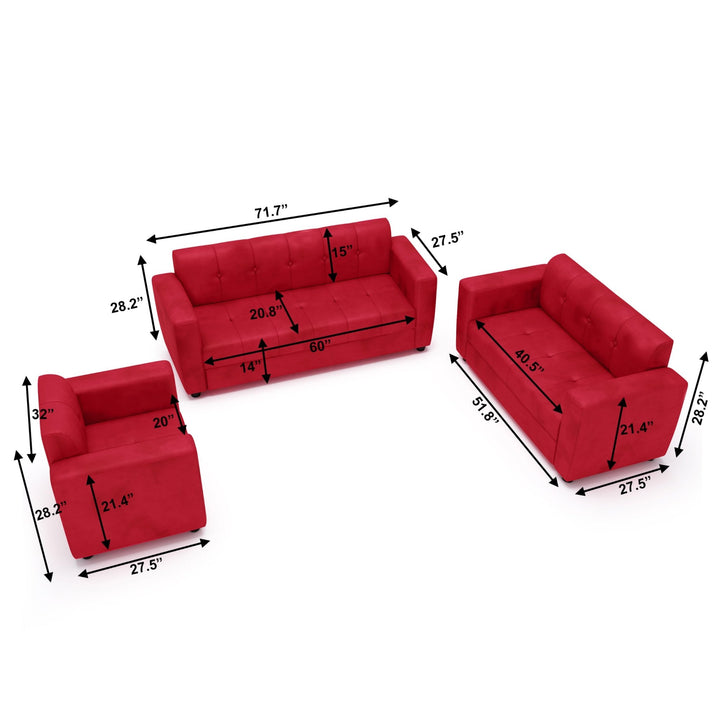 Bharat Lifestyle Deno Fabric Sofa Set | 3+2+1 Seater | Maroon Color | Comfortable & Stylish Sofa Set for Living Room, Bedroom | Soft Touch Fabric | DIY Assembly | 1 Year Warranty - BHARAT LIFESPACE PRIVATE LIMITED