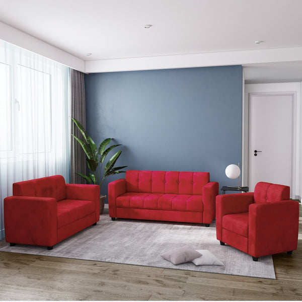 Bharat Lifestyle Deno Fabric Sofa Set | 3+2+1 Seater | Maroon Color | Comfortable & Stylish Sofa Set for Living Room, Bedroom | Soft Touch Fabric | DIY Assembly | 1 Year Warranty - BHARAT LIFESPACE PRIVATE LIMITED