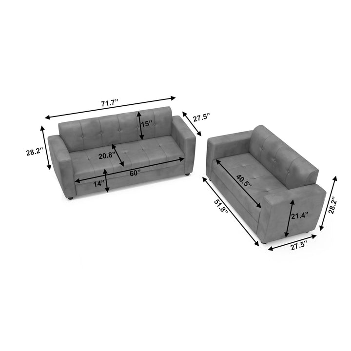 Bharat Lifestyle Deno Fabric Sofa Set | 3+2+2 Seater | Grey Color | Comfortable & Elegant Sofa Set for Living Room, Bedroom | Soft Fabric Upholstery | DIY Assembly | 1 Year Warranty - BHARAT LIFESPACE PRIVATE LIMITED