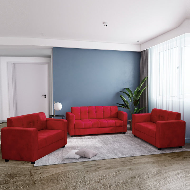 Bharat Lifestyle Deno Fabric Sofa Set | 3+2+2 Seater | Maroon Color | Stylish & Comfortable Sofa Set for Living Room, Bedroom | Soft Touch Fabric | DIY Assembly | 1 Year Warranty - BHARAT LIFESPACE PRIVATE LIMITED